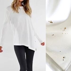 Carve Designs Devon White & Gold Splatter Asymmetrical Long Sleeve Top